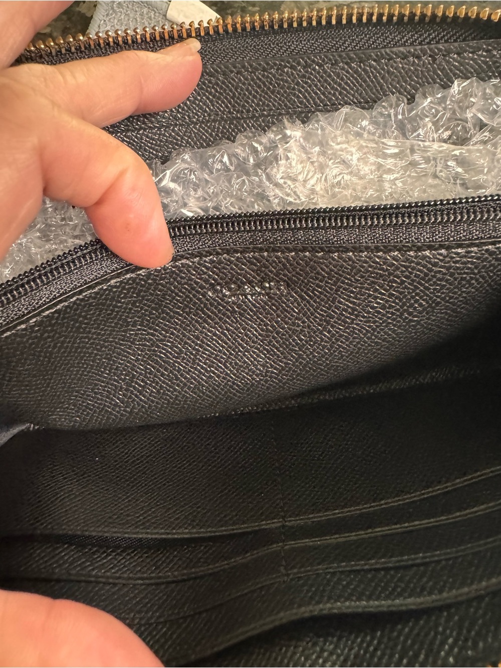 Coach Black Pebbled Leather Zip Wallet - Picture 13 of 15
